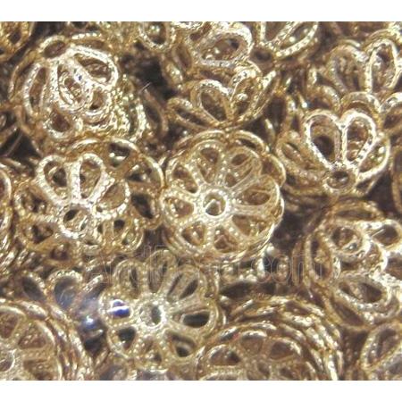 colorfast beadcaps, copper, gold plated