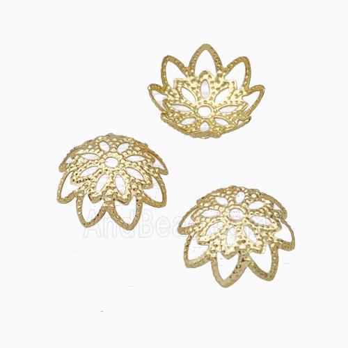 colorfast beadcaps, copper, gold plated