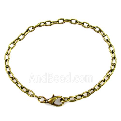 iron chain bracelet, antique bronze, nickel free