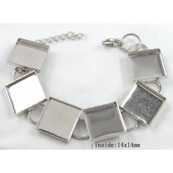 adjustable bracelet, gemstone setting, platinum plated