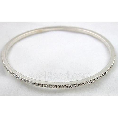 alloy bangle with rhinestone, duck-silver