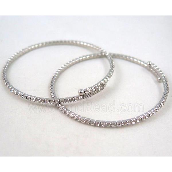 copper bangles paved rhinestone, platinum plated