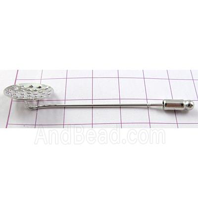 Brooch with cabochon-pad, copper, sieve, platinum plated