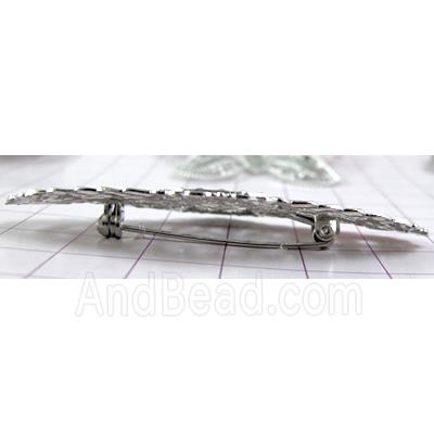 Baroque Style Brooch, Copper, Platinum Plated