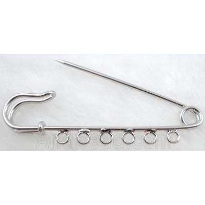 Brooch pins, clip, copper, platinum plated