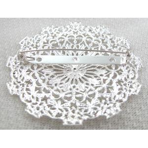 Baroque style Brooch, copper, Silver plated
