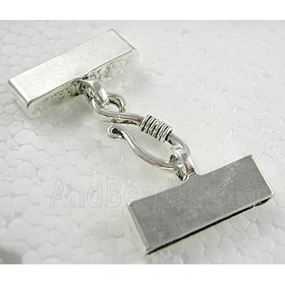 necklace connector and clasp, platinum plated, alloy