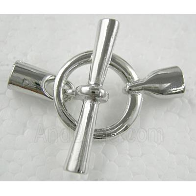 Platinum Plated Copper Toggle Clasp with cord end