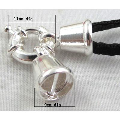 necklace end bail, copper clasp, silver plated