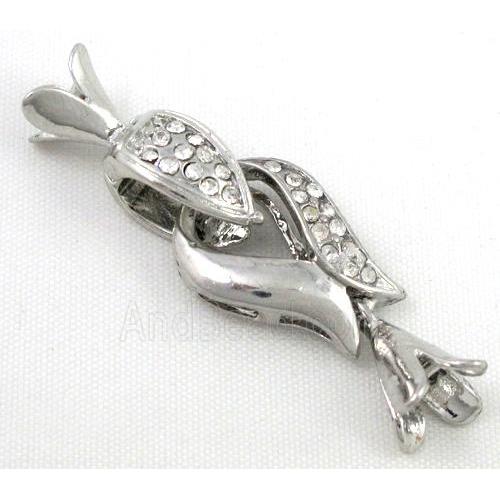 end of cord, copper connector for necklace, bracelet, platinum plated