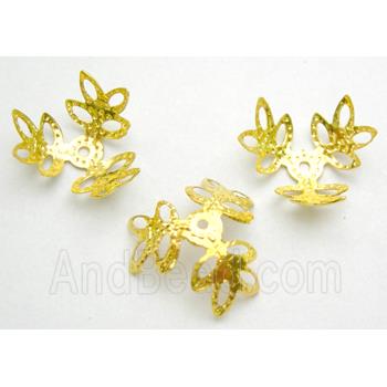 bead-caps, flower, gold plated, iron