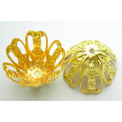 bead-cap, gold plated, iron