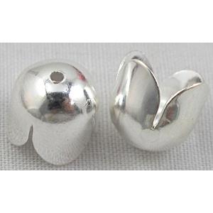 cord end caps, silver plated, iron, tulip style