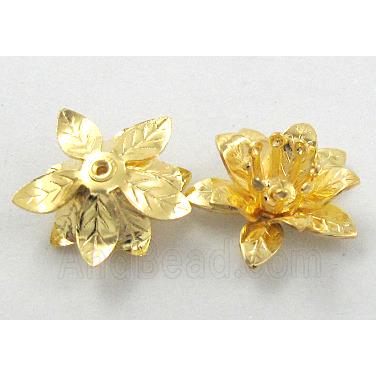 copper Flower beadcap, Golden Plated