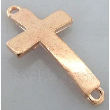 Bracelet bar, cross, alloy connector, red copper
