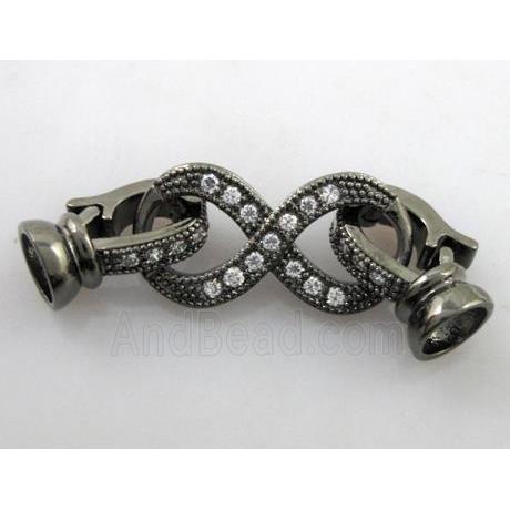 bracelet bar, copper connector with zircon, black