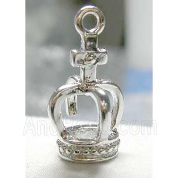 Baroque Crown Pendant, copper, platinum plated