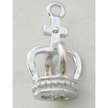 Baroque Crown Pendant, copper, platinum plated