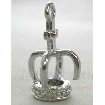 Baroque Crown Pendant, copper, platinum plated