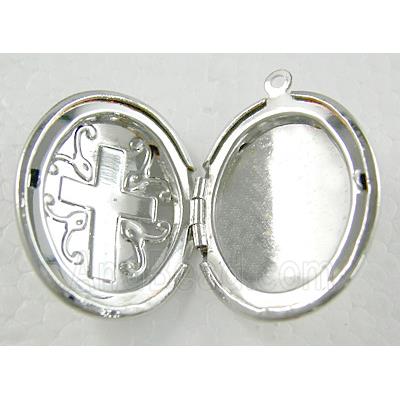 Necklace pendant Locket, copper, Platinum Plated