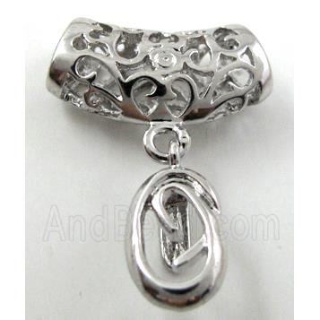hinged and pinch bail, copper, platinum plated
