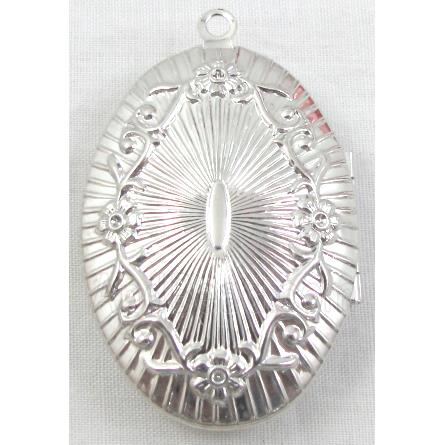 Locket pendant, copper, Platinum Plated