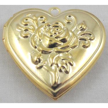 Heart Locket Pendant, copper, gold plated