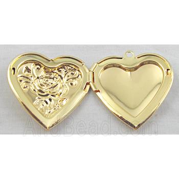 Heart Locket Pendant, copper, gold plated