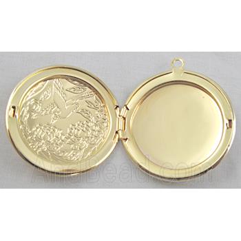 Necklace Locket pendant, Copper, Gold Plated