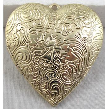 Heart Locket Pendant, Copper, Gold Plated
