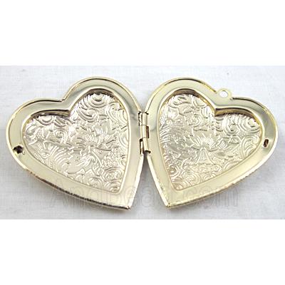 Heart Locket Pendant, Copper, Gold Plated