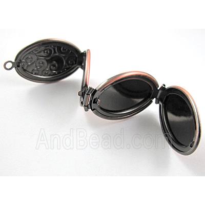 necklace Locket pendant, oval, copper, Red copper plated