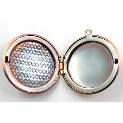 necklace pendant, Locket, copper, Red copper plated