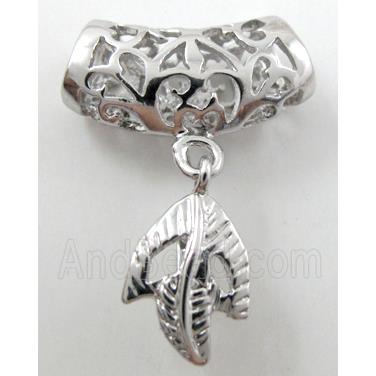 necklace pendants and hinged bail, copper, platinum plated
