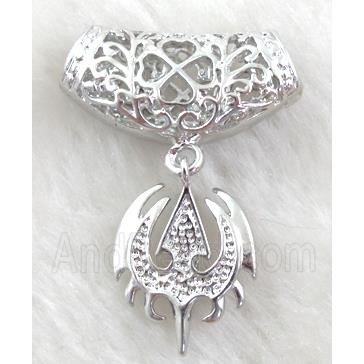 pinch hinged bail for necklace, copper, platinum plated