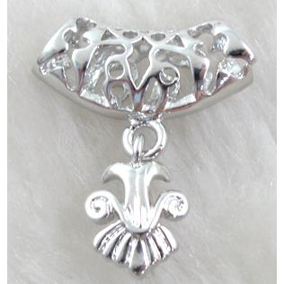 pinch hinged bail for necklace, copper, platinum plated