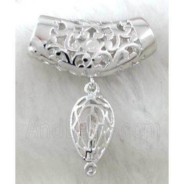 pinch hinged bail for necklace, copper, platinum plated
