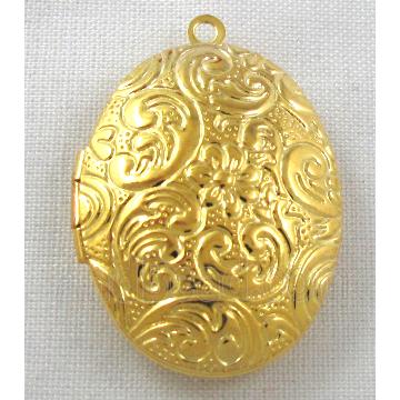 Locket pendant for necklace, copper, Golden plated