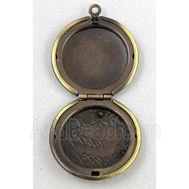 necklace Locket pendant, copper, bronze