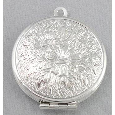 necklace Locket pendant, copper, silver plated