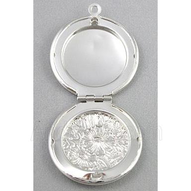 necklace Locket pendant, copper, silver plated
