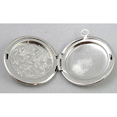 necklace Locket pendant, copper, platinum plated