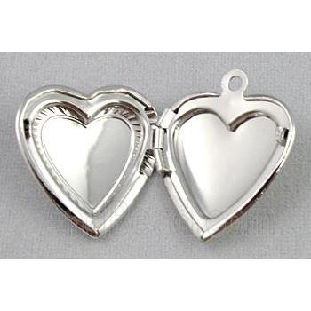 necklace Locket pendant, copper, platinum plated