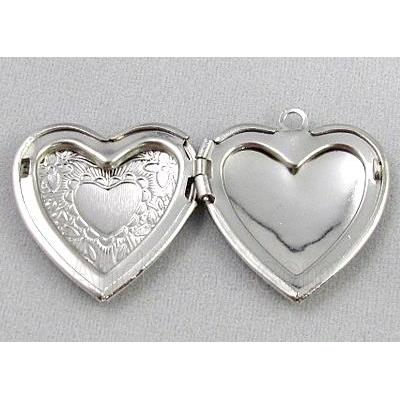 necklace Locket pendant, copper, silver plated