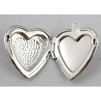 necklace Locket pendant, copper, platinum plated