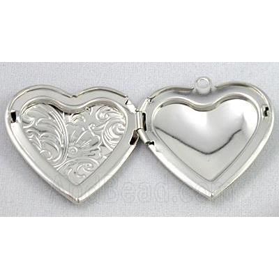 necklace Locket pendant, copper, platinum plated