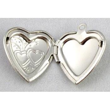 necklace Locket pendant, copper, platinum plated