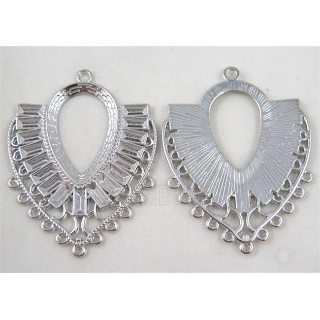 alloy pendant, gemstone setting, platinum plated