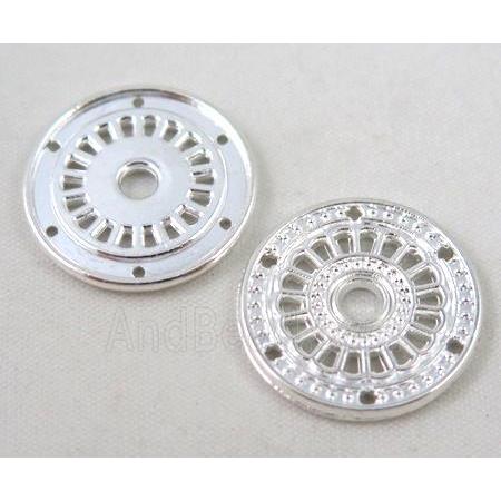 alloy bead, round, silver plated