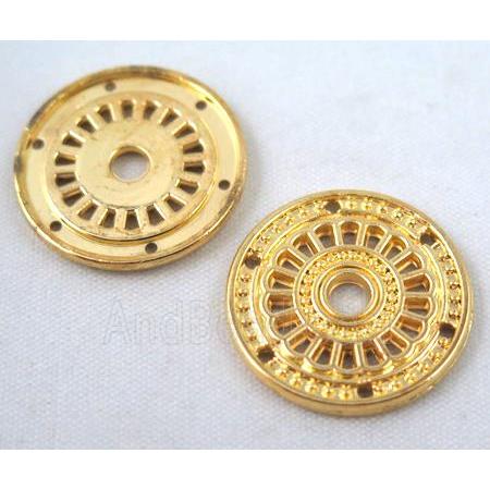 alloy bead, round, gold plated
